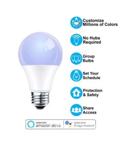 CurtZee Smart Light Bulb, Color Changing Dimmable Smart WiFi LED Bulb Compatible with Alexa and Google Home, 9W